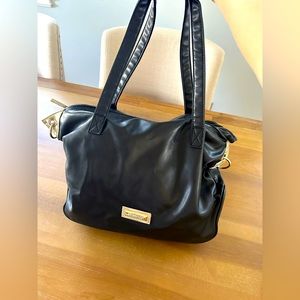 Versace black leather tote bag